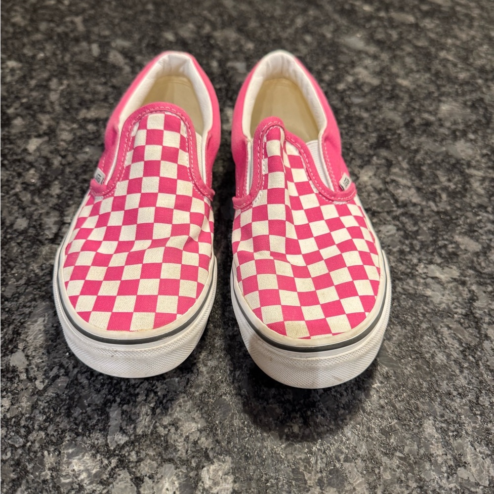 VANS Kids Pink Checkered Slip-On Shoes